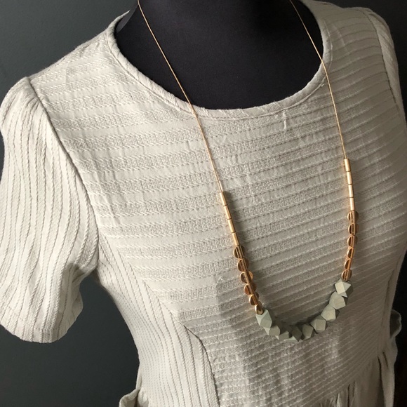 NWT / Gray Gold geometric wood bead long necklace - Picture 6 of 7